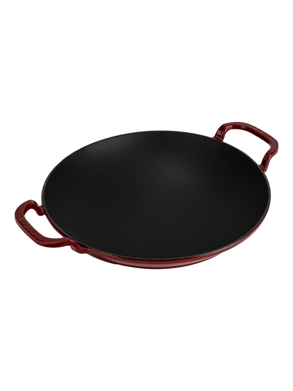 Bordo Yuvarlak Wok Döküm Demir Yekpare Çift Kulplu Çap(Ø)38cm.-1