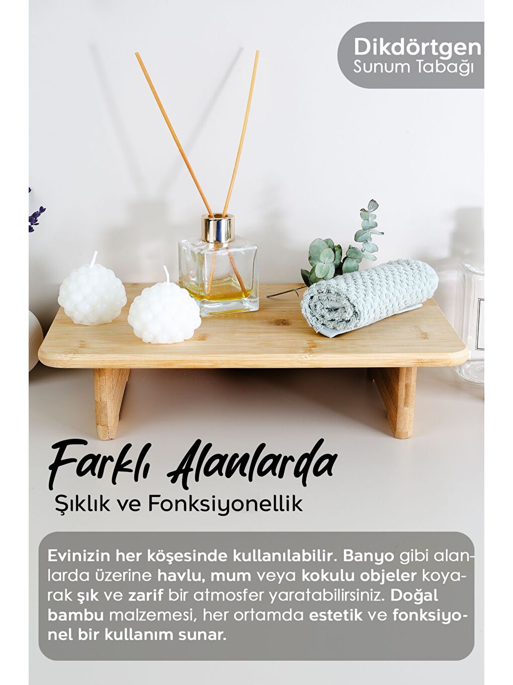 Bej Ayaklı Dikdörtgen Bambu Kesme Tahtası Kesim Panosu Doğrama Tahtası Sunu mluk Peynir Sunum Tahtası-4