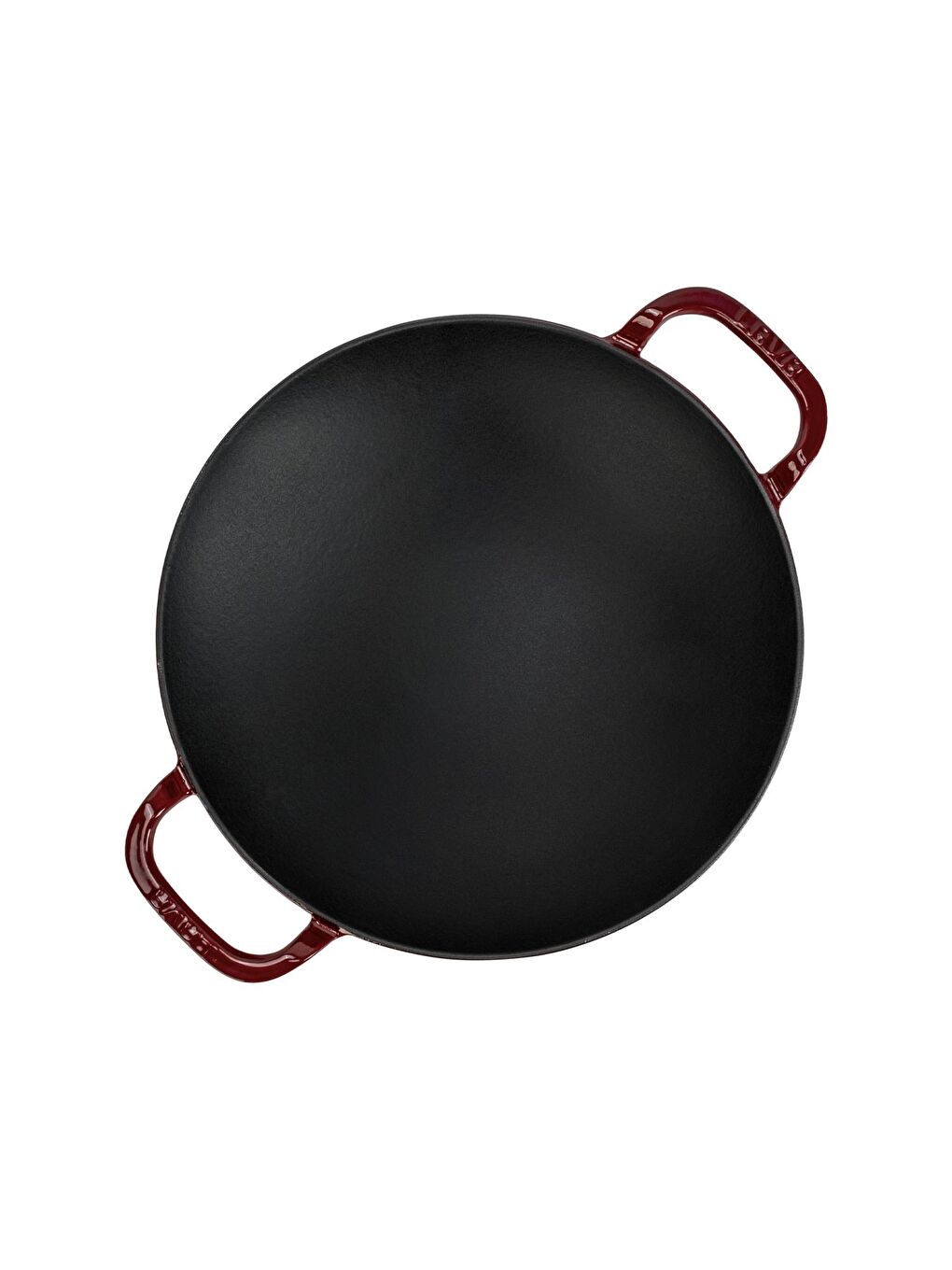 Bordo Yuvarlak Wok Döküm Demir Yekpare Çift Kulplu Çap(Ø)38cm.-2