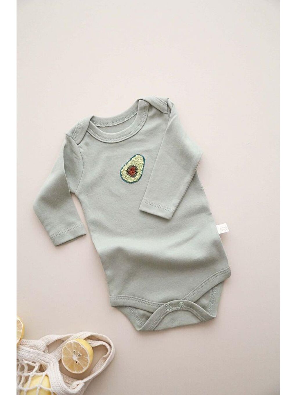 Bej 3Lü Nakışlı Çıt Çıtlı Uzun Kollu Body-Zıbın Model 3-7