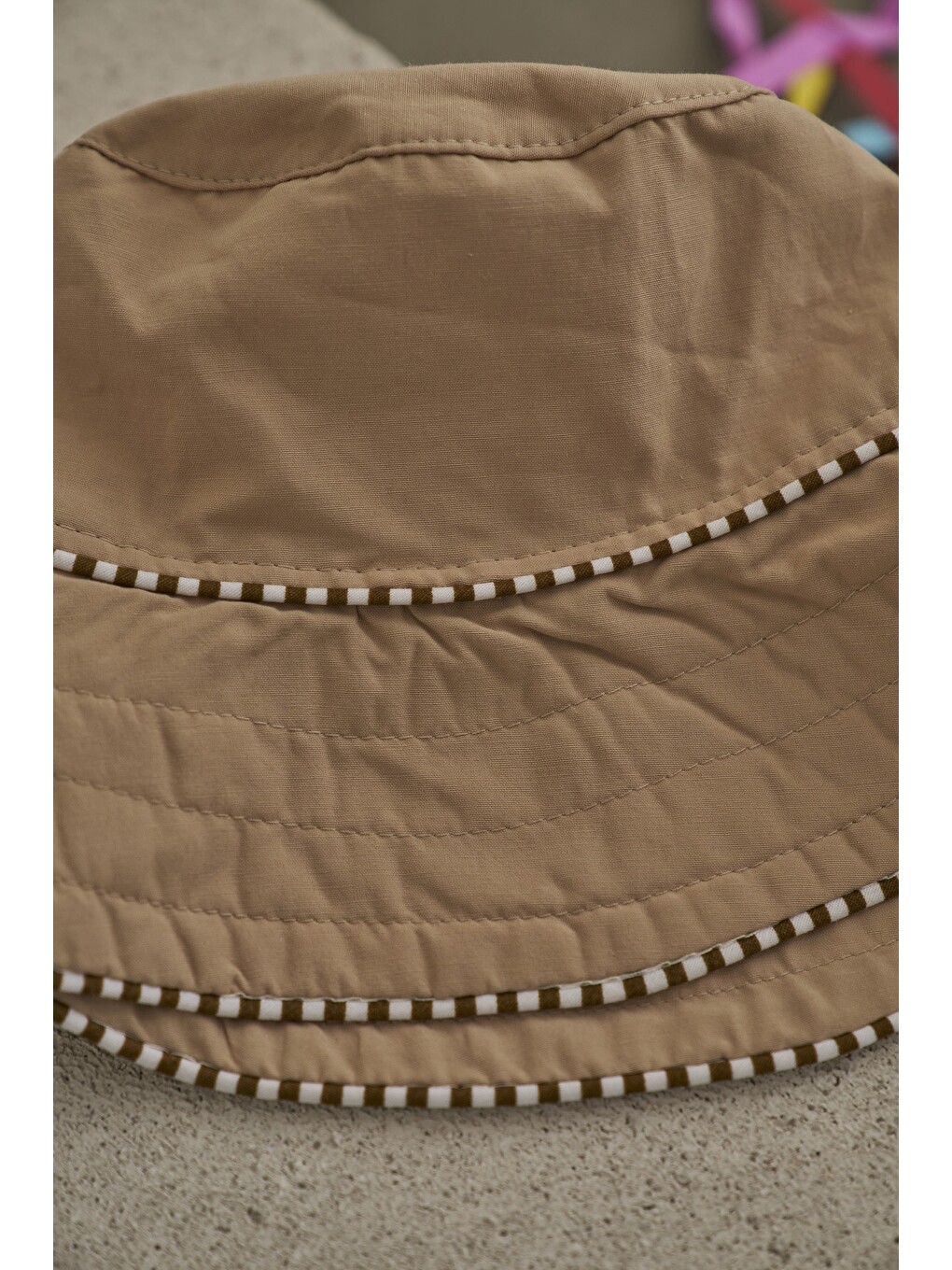 Bej Candy Summer Biyeli Poplin Şapka-4