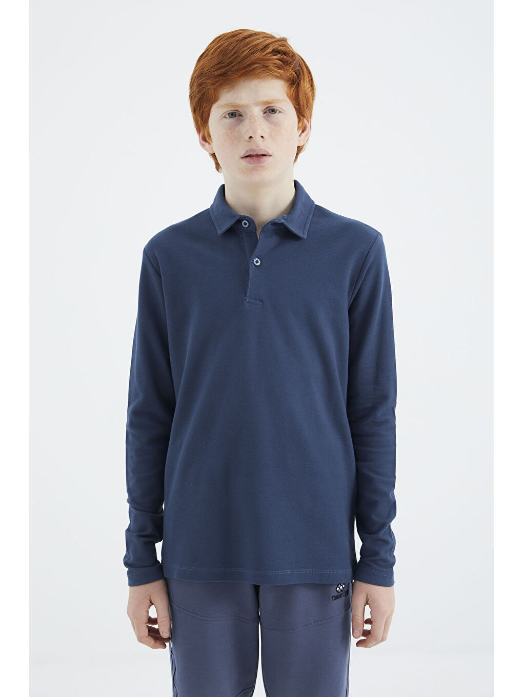 İndigo Polo Yaka Basic Uzun Kollu Erkek Çocuk T-Shirt - 11170-3