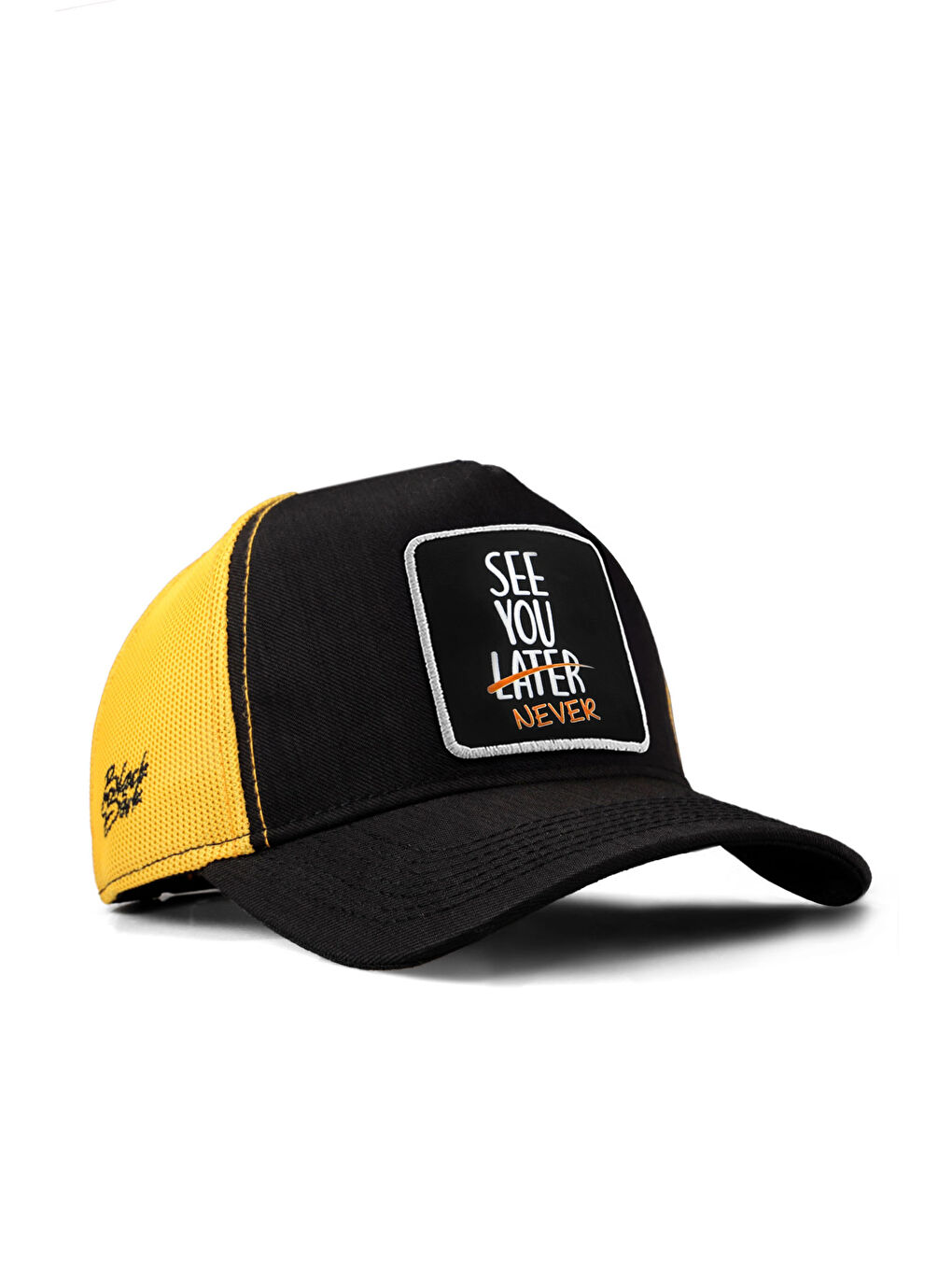 See You Later Never Logolu Cordura Siyah-Sarı Trucker Şapka