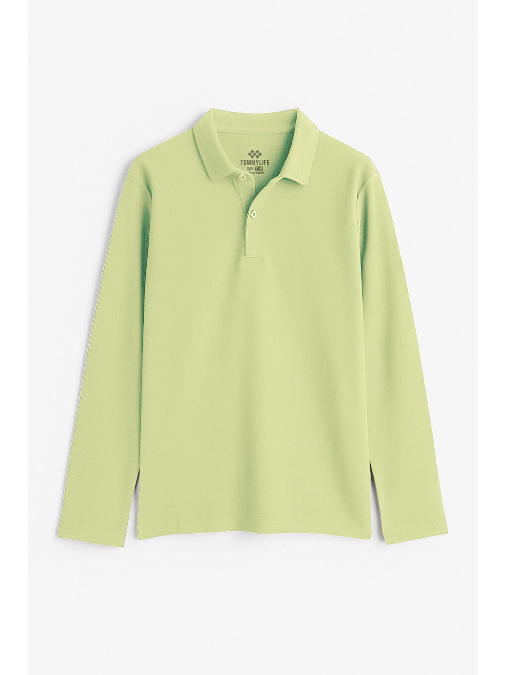 Açık Yeşil Polo Yaka Basic Uzun Kollu Erkek Çocuk T-Shirt - 11170