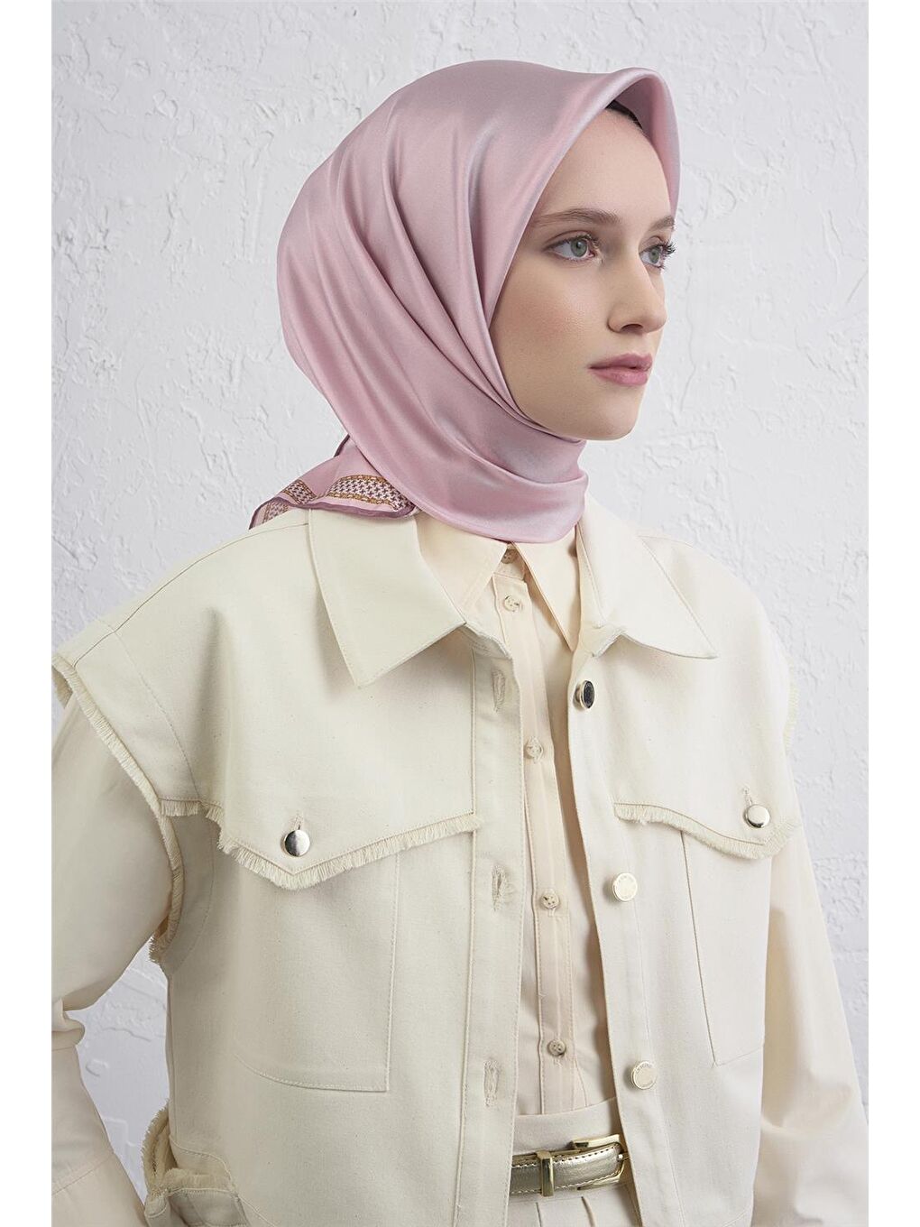 Pembe Saf İpek Sura Eşarp 9444D 07-2