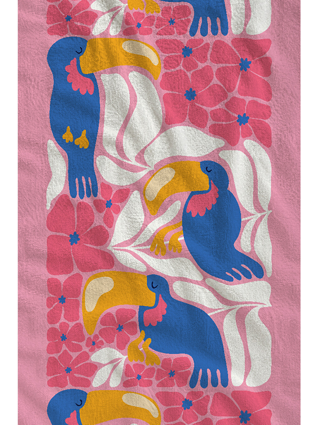 Pembe Zemin Renkli Desenli 70x150 Cm Dijital Baskılı Plaj Ve Banyo Havlusu-1