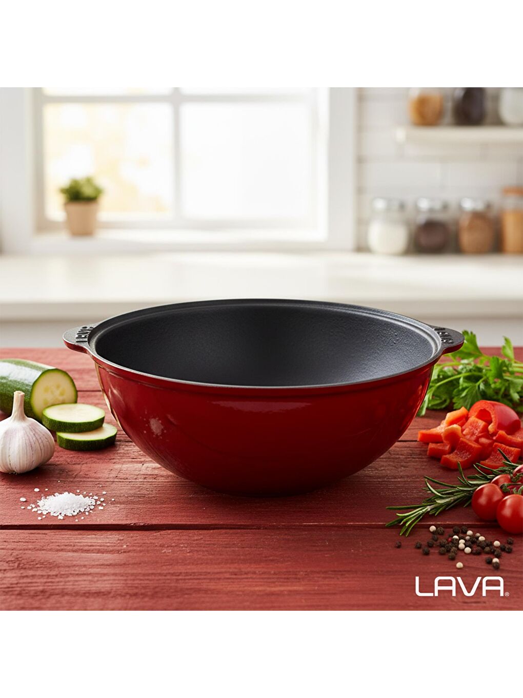 Bordo Yuvarlak Kazan / Tencere. Döküm Demir Yekpare Kulplu Çap(Ø)28cm.-6