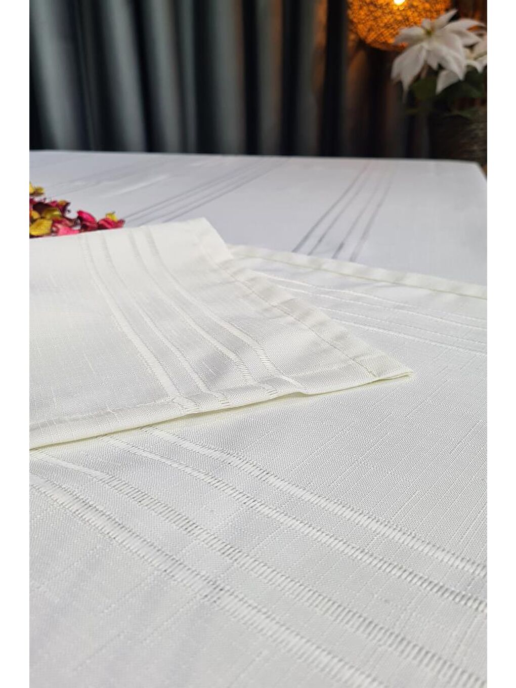 Ekru Corvver Dertsiz Masa Örtüsü 155x220 Krem-4