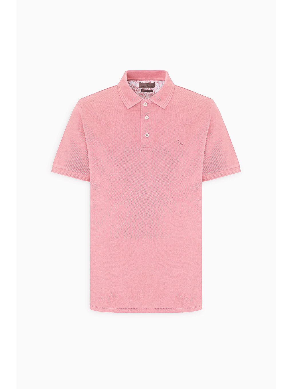 Pembe Erkek Gül Kurusu Slim Fit Dar Kesim Polo Yaka %100 Pamuk Kısa Kollu Tişört-4