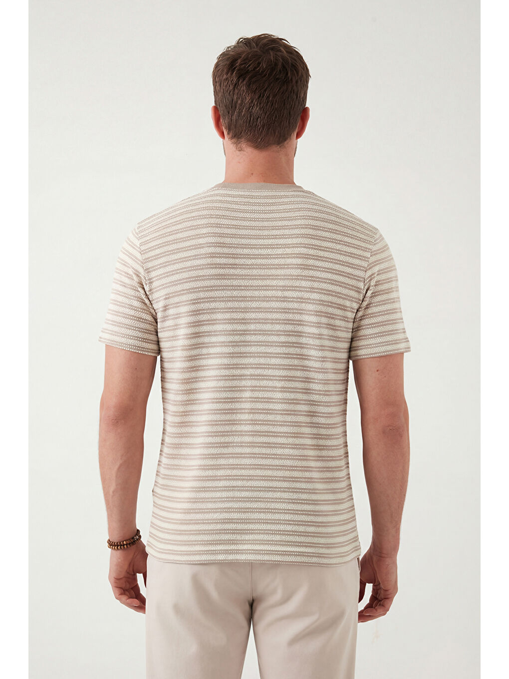 Bej Pamuklu Regular Fit Bisiklet Yaka T Shirt 5904027-6