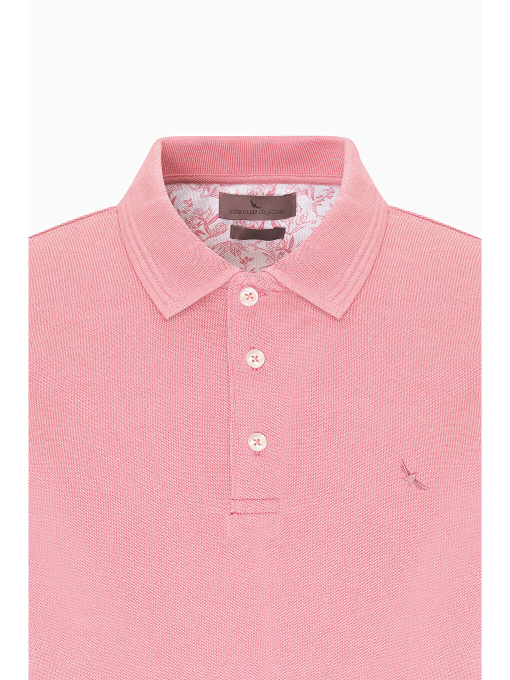 Pembe Erkek Gül Kurusu Slim Fit Dar Kesim Polo Yaka %100 Pamuk Kısa Kollu Tişört-5
