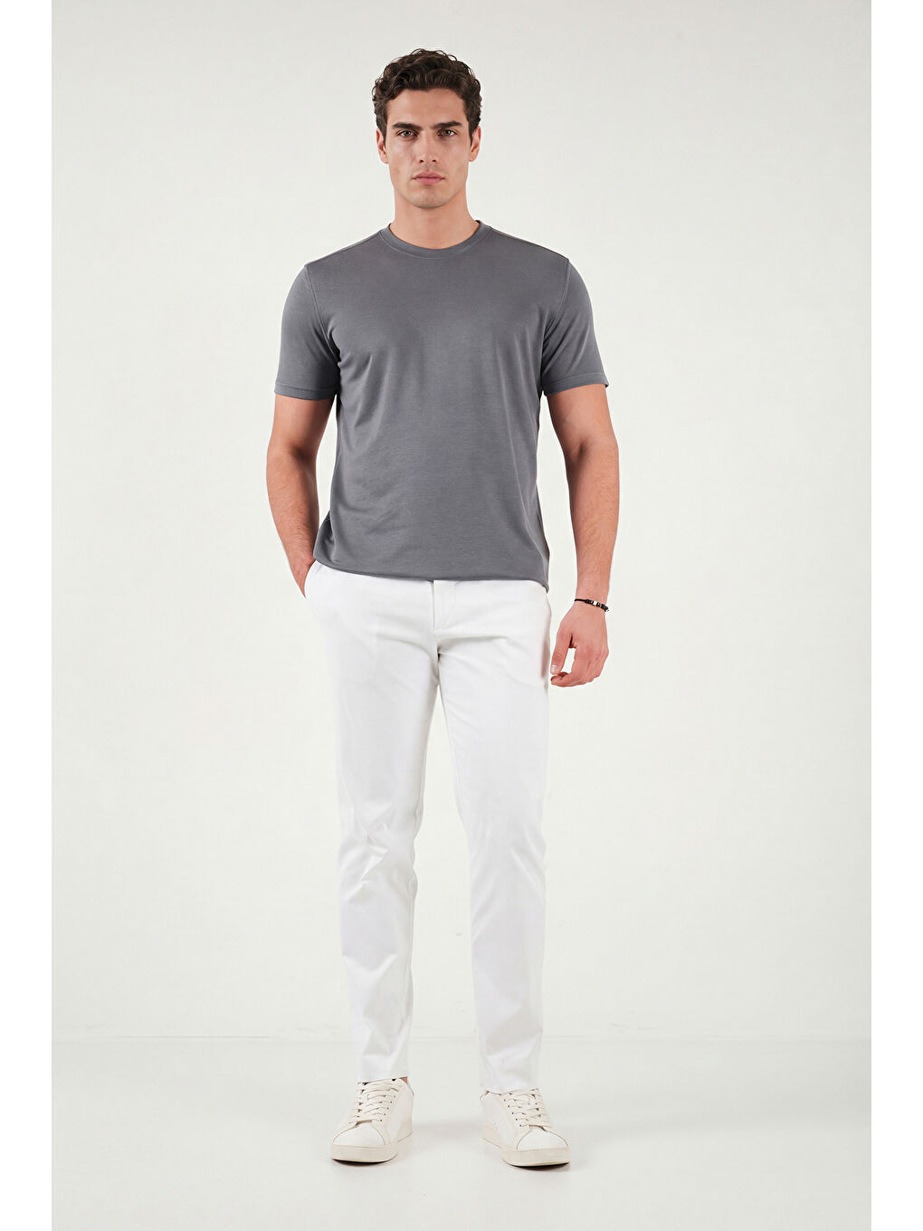 Haki Pamuklu Regular Fit Bisiklet Yaka T Shirt 5904063-1