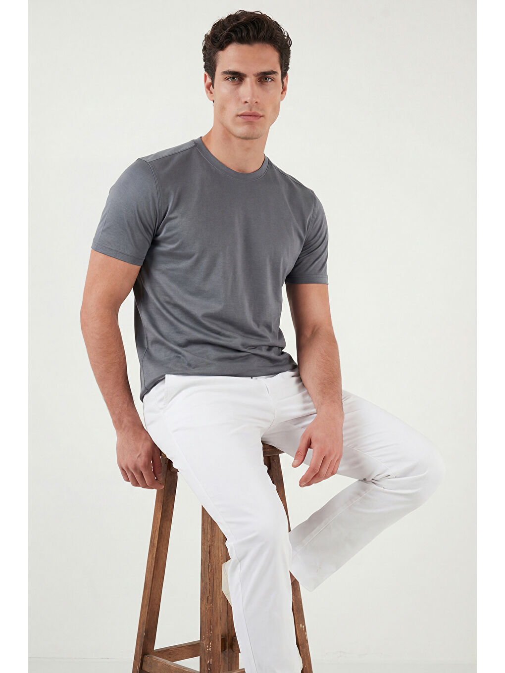 Haki Pamuklu Regular Fit Bisiklet Yaka T Shirt 5904063-2