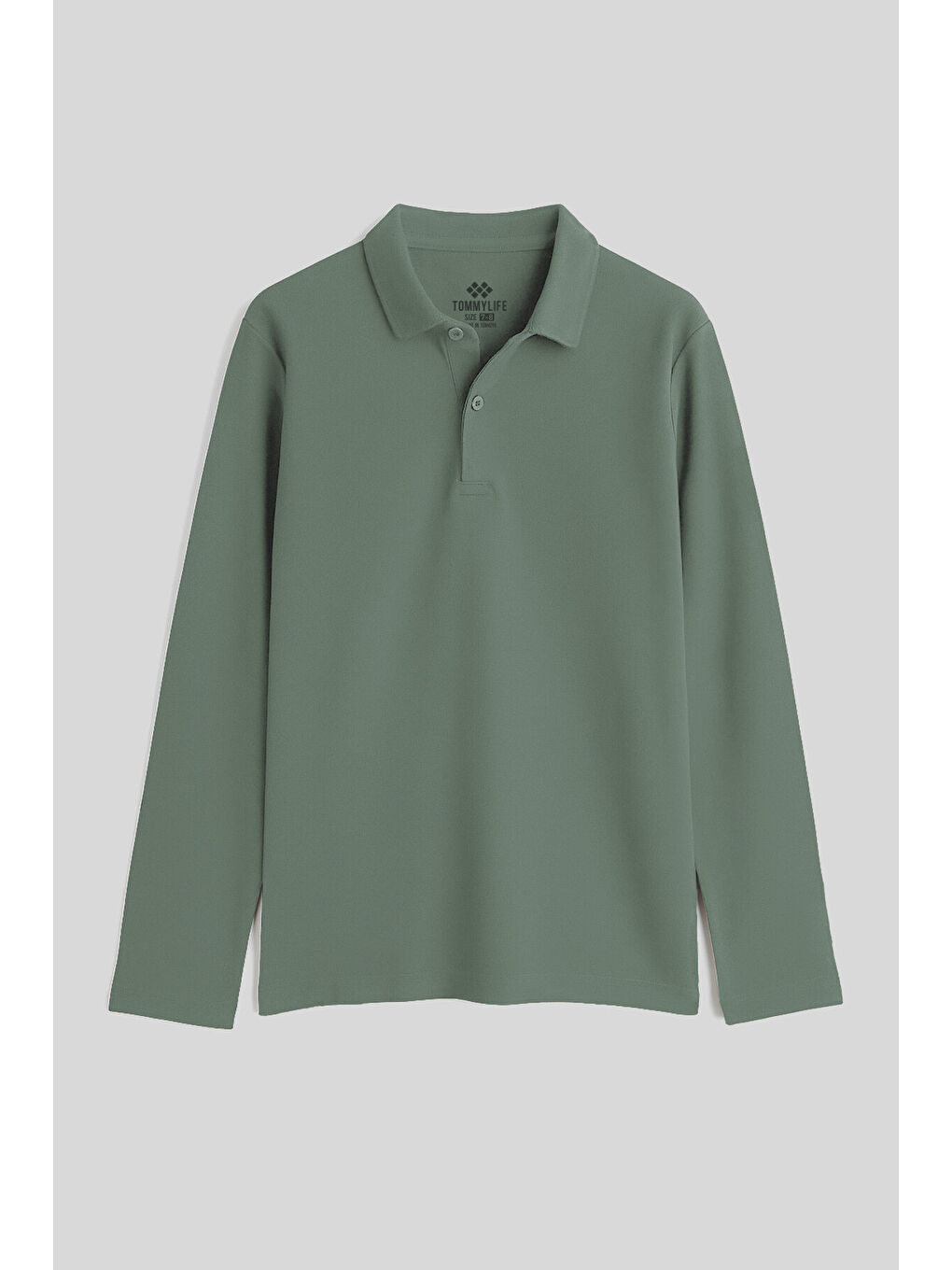 Yeşil Çağla Polo Yaka Basic Uzun Kollu Erkek Çocuk T-Shirt - 11170