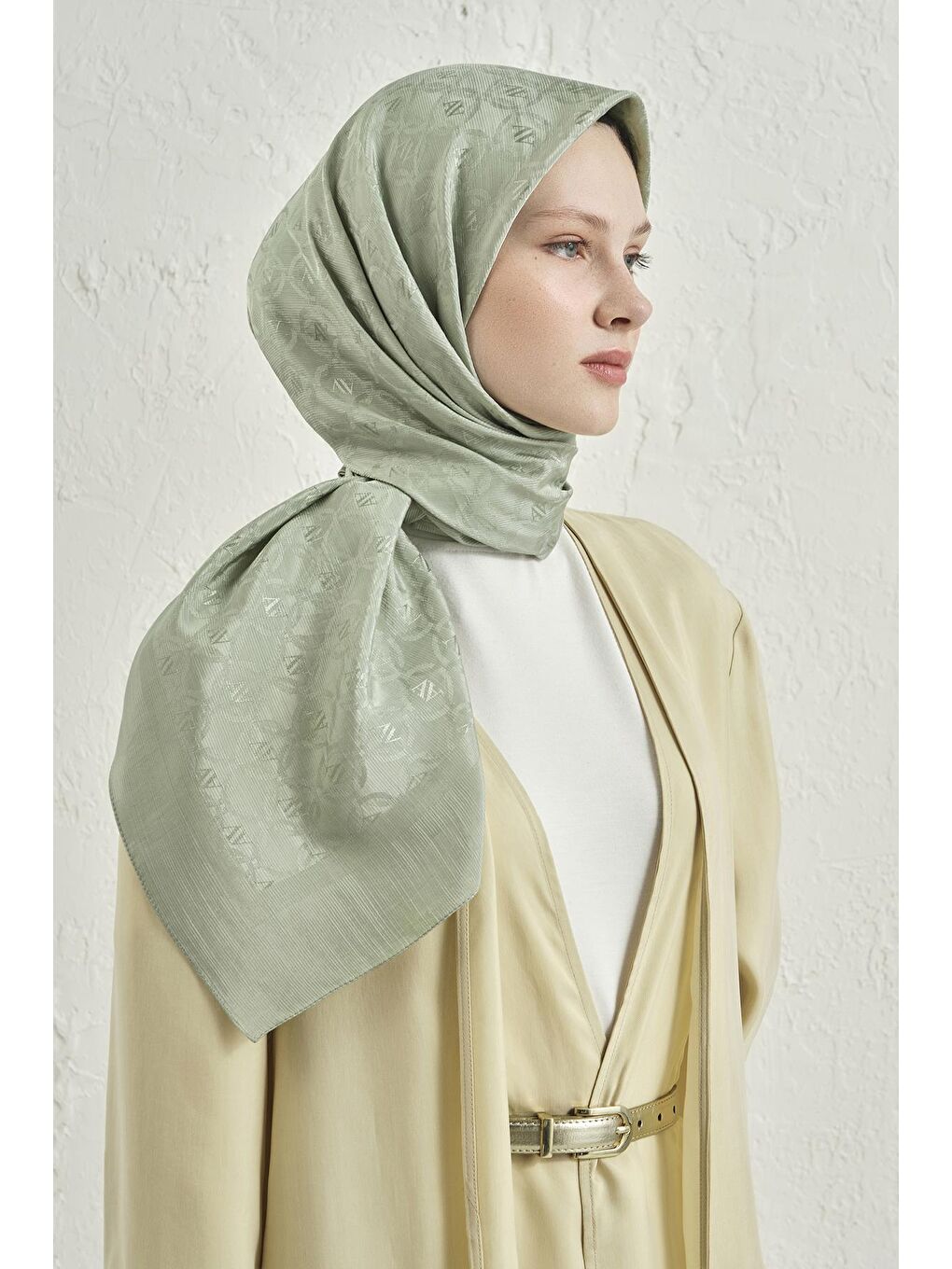 Yeşil Floş Pamuk Eşarp 1 51-3