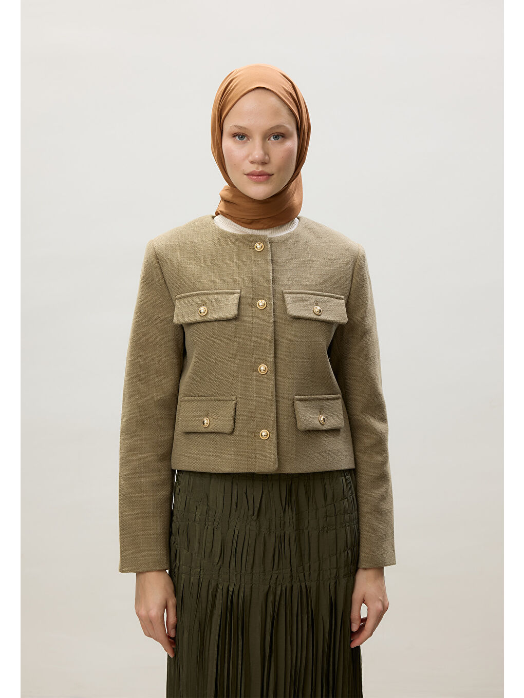 Kahverengi İnce Pamuk Vual Şal Tütün-4