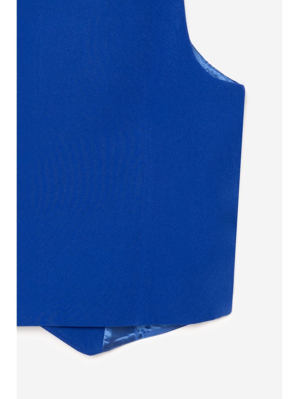 Saks Mavi Kadın V Yaka Düğmeli Klasik Dokuma Blazer Yelek-3