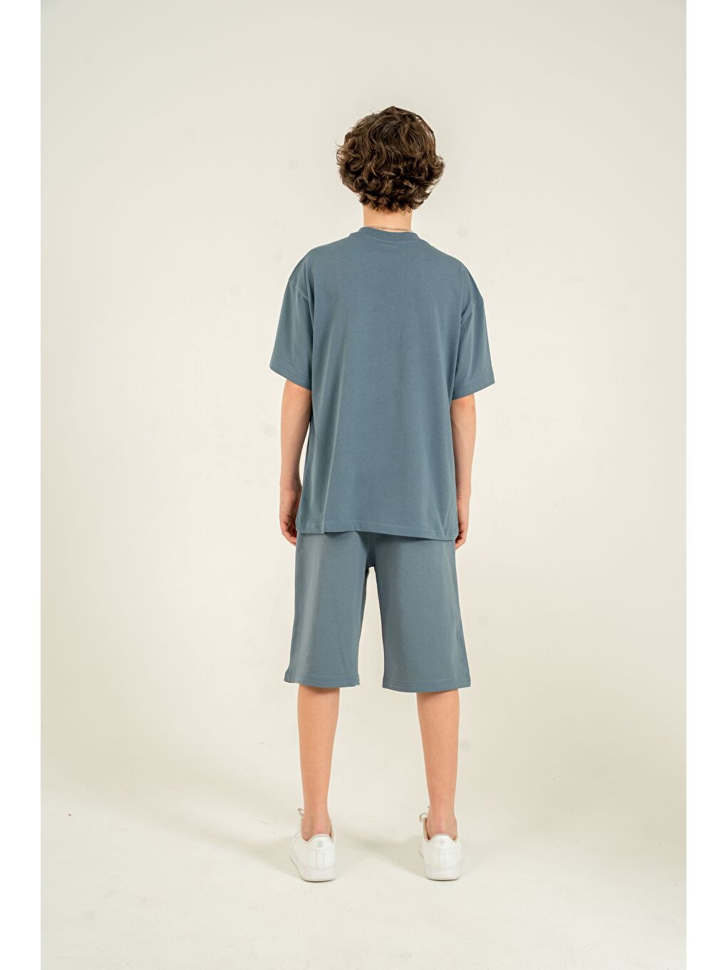 Gri Athletic Arma Nakışlı Kolyeli Erkek Çocuk Şort - Tişört Takımı-3