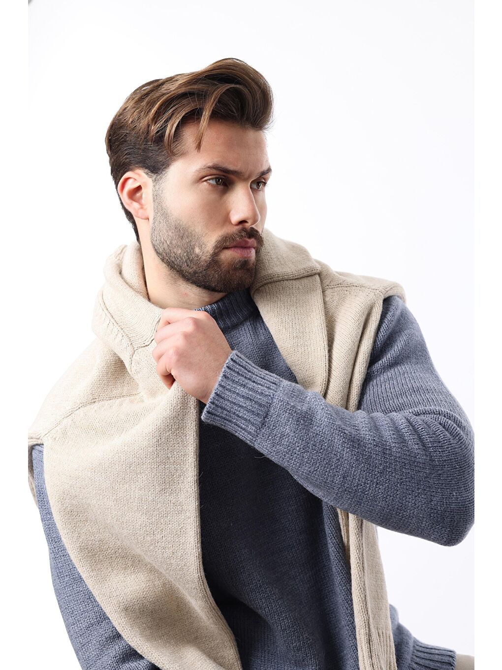 İndigo Bisiklet Yaka Overfit Erkek Triko Kazak E7402-7