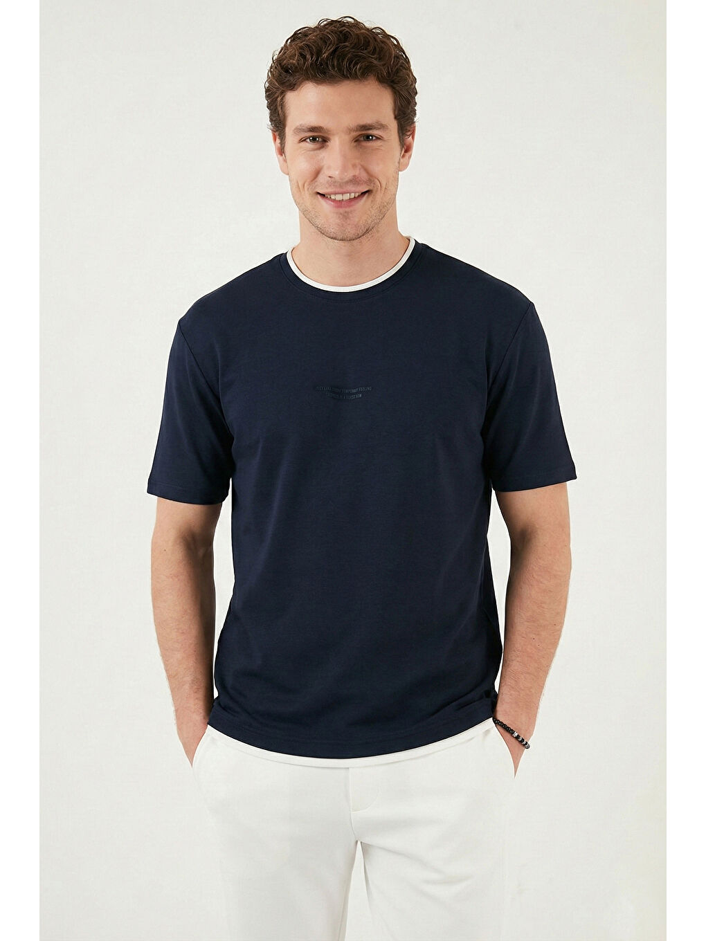 İndigo Regular Fit Bisiklet Yaka Kumaş T Shirt 5904091-3