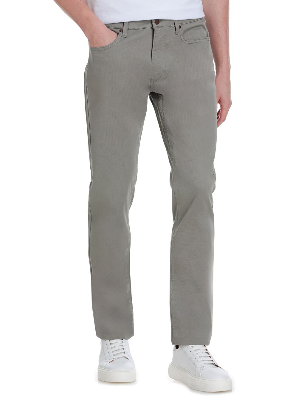Haki Dinamik Fit 5 Cep Basic Kanvas Pantolon-2