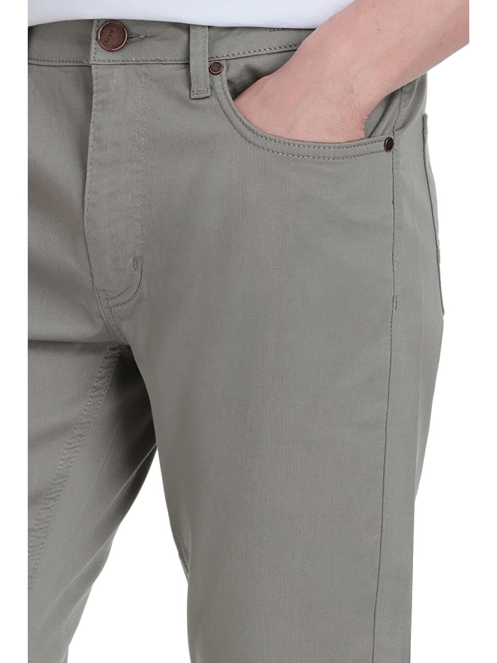 Haki Dinamik Fit 5 Cep Basic Kanvas Pantolon-3