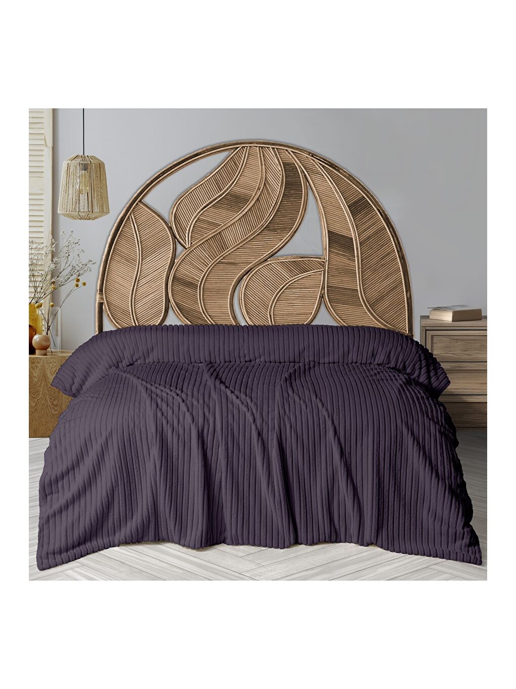 Wellsoft Fitilli Battaniye 200x220 Kül Moru