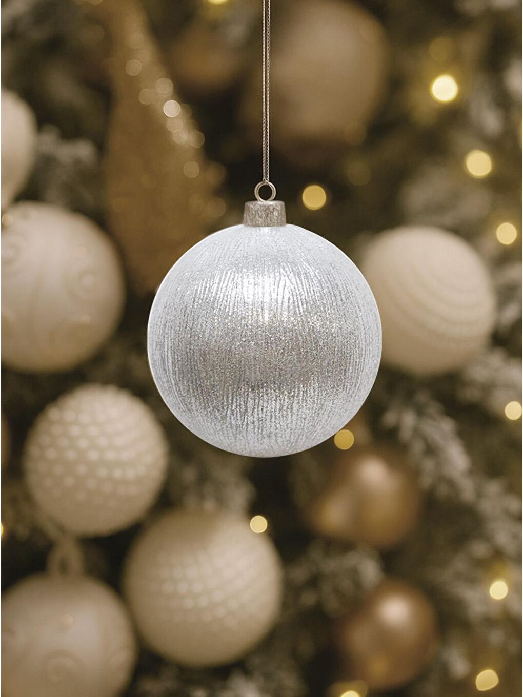 Gri Yılbaşı Topu Metalik Gümüş Çam Ağacı Süsleme Seti 8 cm 3'lü
