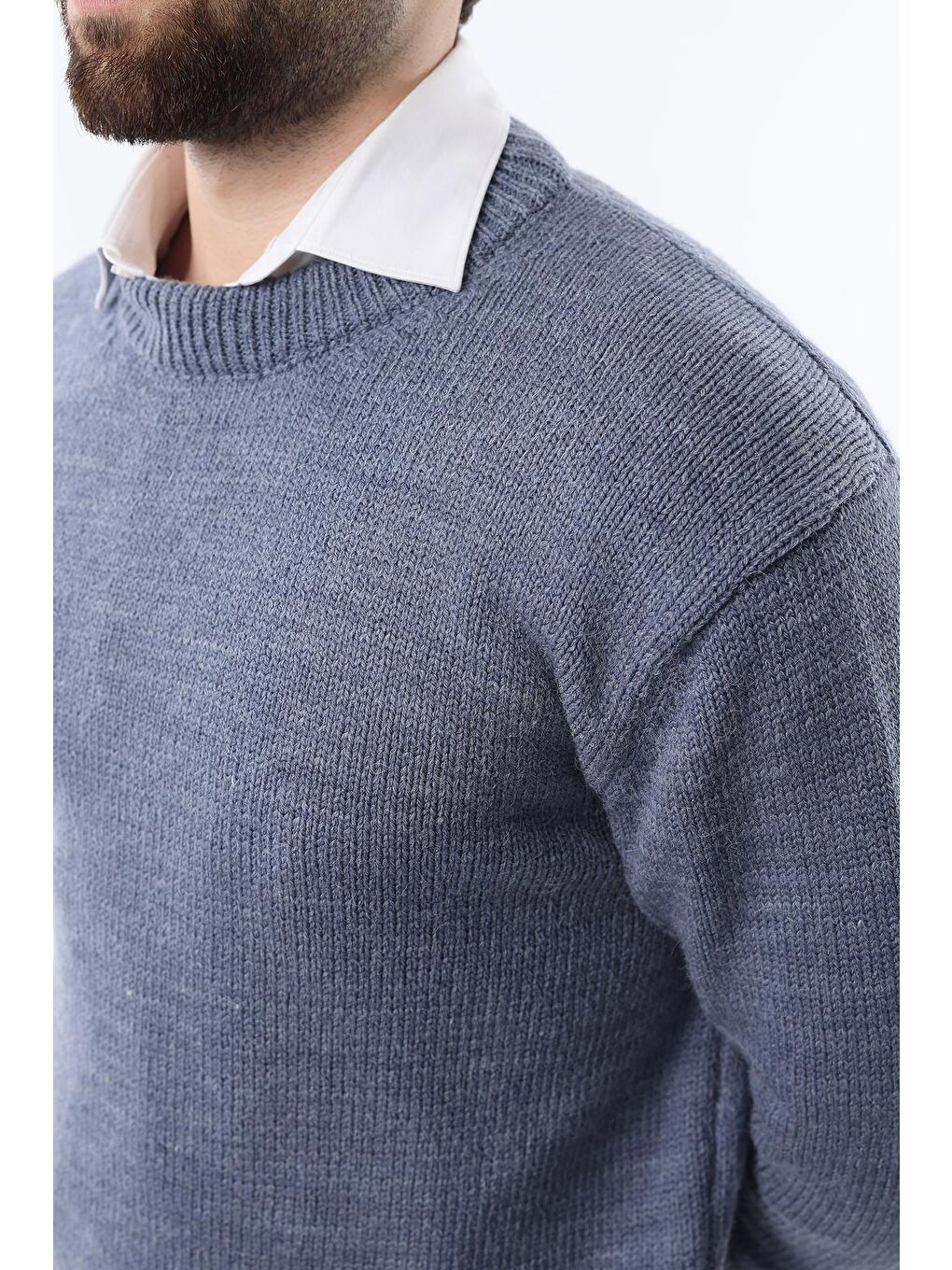 İndigo Bisiklet Yaka Overfit Erkek Triko Kazak E7402-10