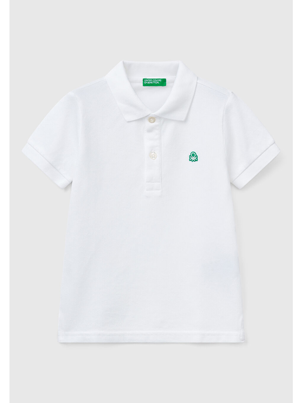 Erkek Çocuk Beyaz Logolu Pike Polo Tişört