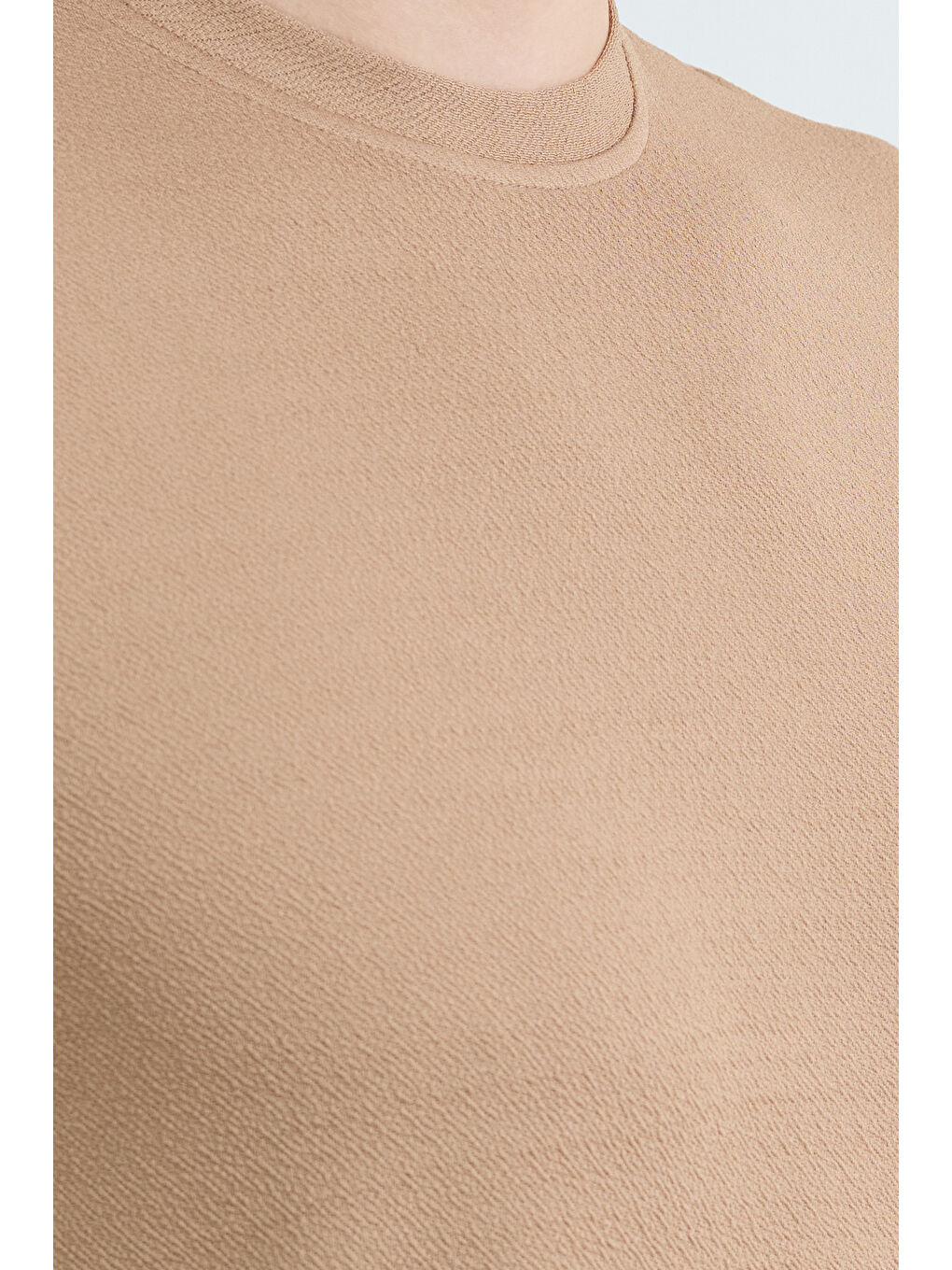 Kahverengi Basic Jakarlı Bisiklet Yaka Tişört-4