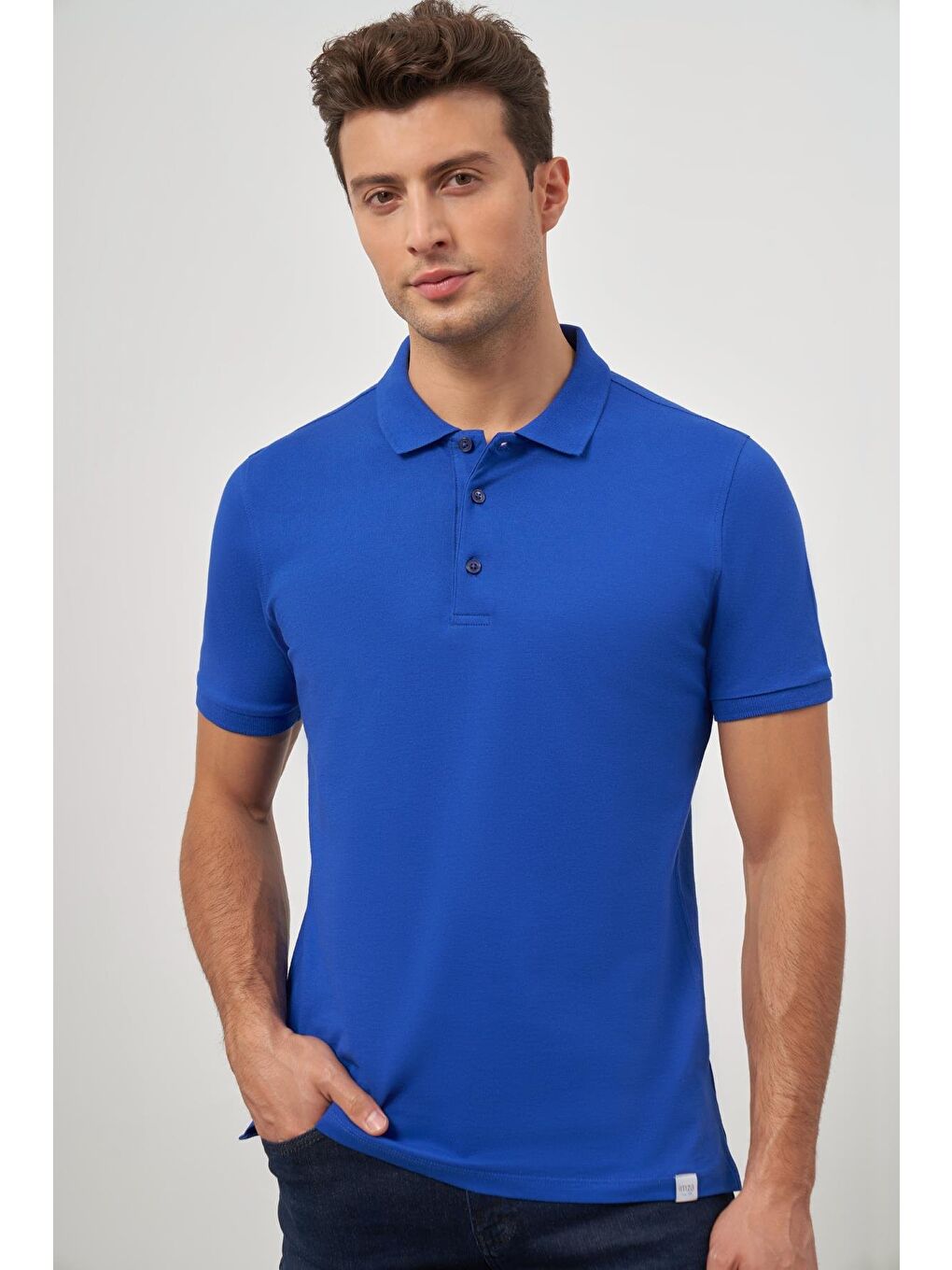 Mavi Saks Kısa Kol Düz Pike Polo Yaka Casual Slim Fit Tişört 1011240194