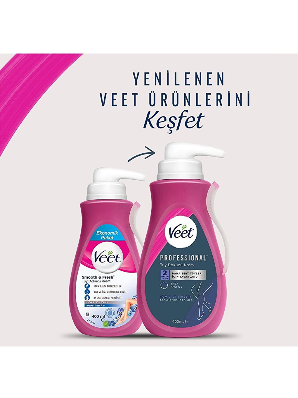 Veet Renksiz Hassas Ciltler İçin Tüy Dökücü Krem 400 ml x 2 Adet - 1