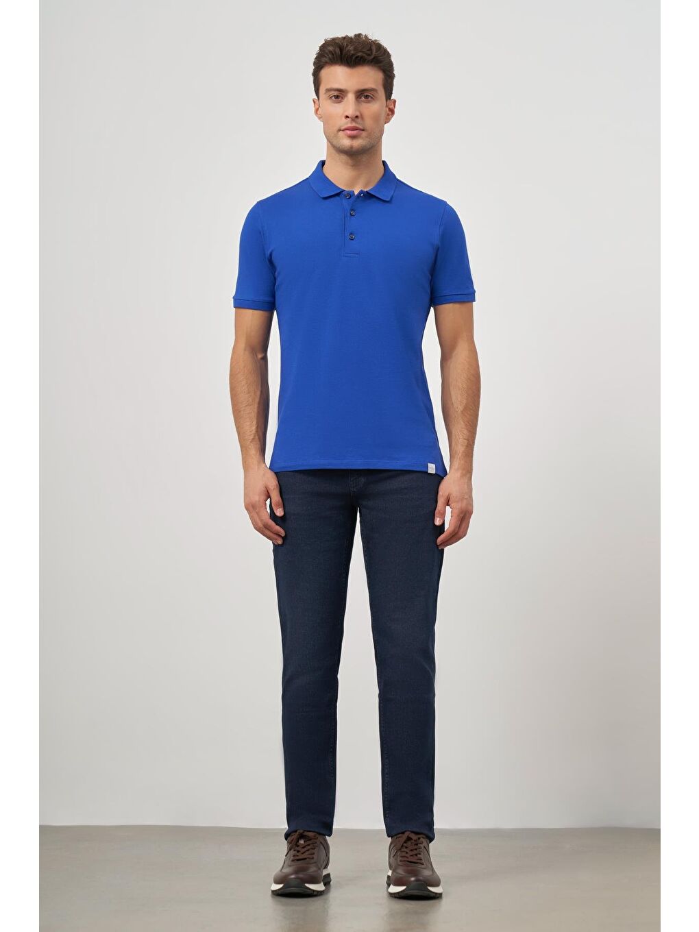 Mavi Saks Kısa Kol Düz Pike Polo Yaka Casual Slim Fit Tişört 1011240194-1