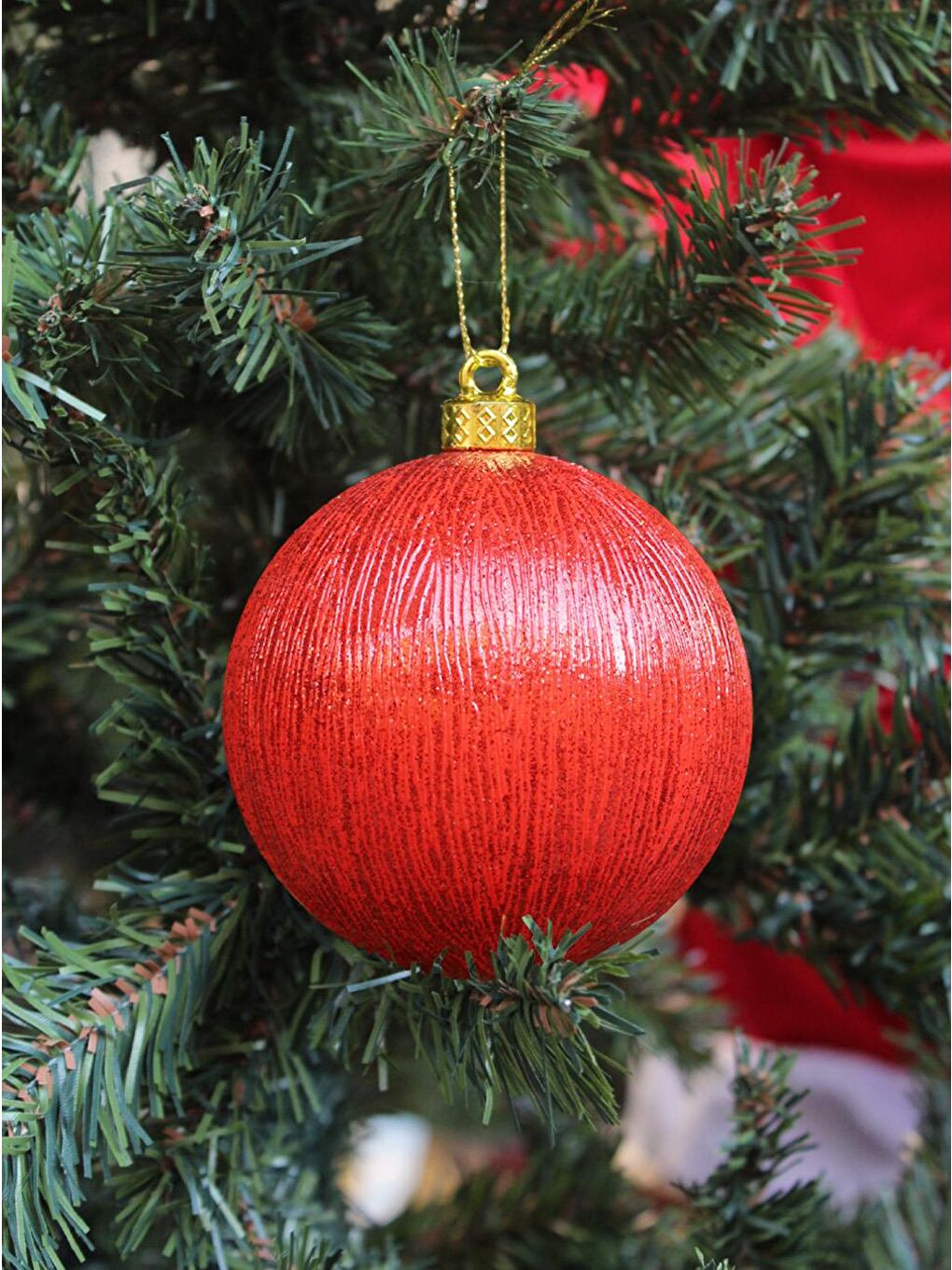 Yılbaşı Topu Metalik Kırmızı Çam Ağacı Süsleme Seti 10 cm 2'li