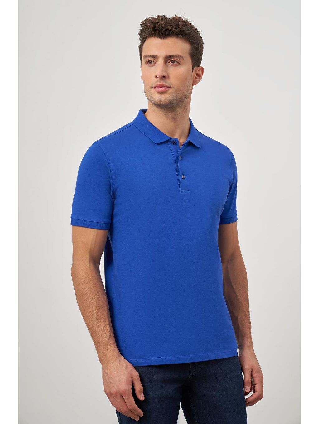 Mavi Saks Kısa Kol Düz Pike Polo Yaka Casual Slim Fit Tişört 1011240194-2