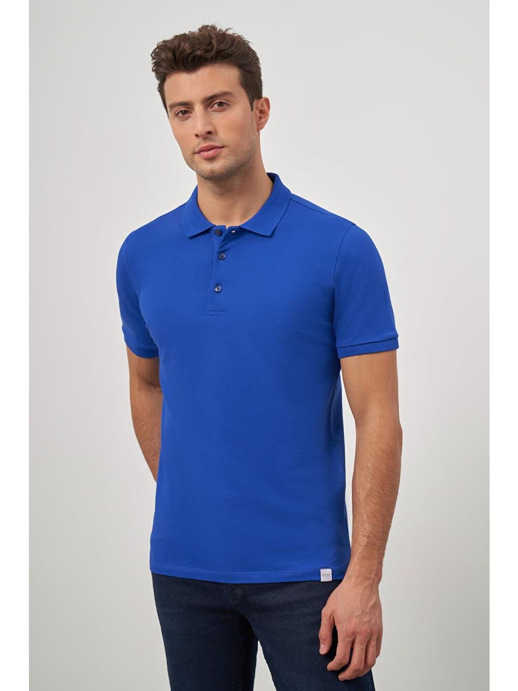 Mavi Saks Kısa Kol Düz Pike Polo Yaka Casual Slim Fit Tişört 1011240194-3