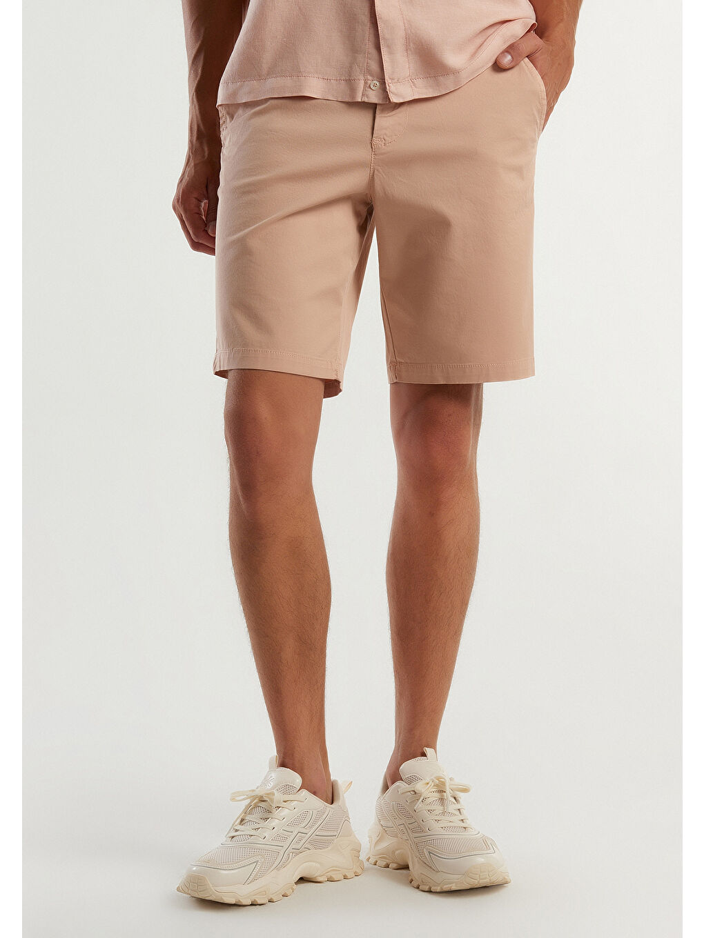 United Colors Of Benetton Pembe Erkek Pudra Chino Bermuda - 1