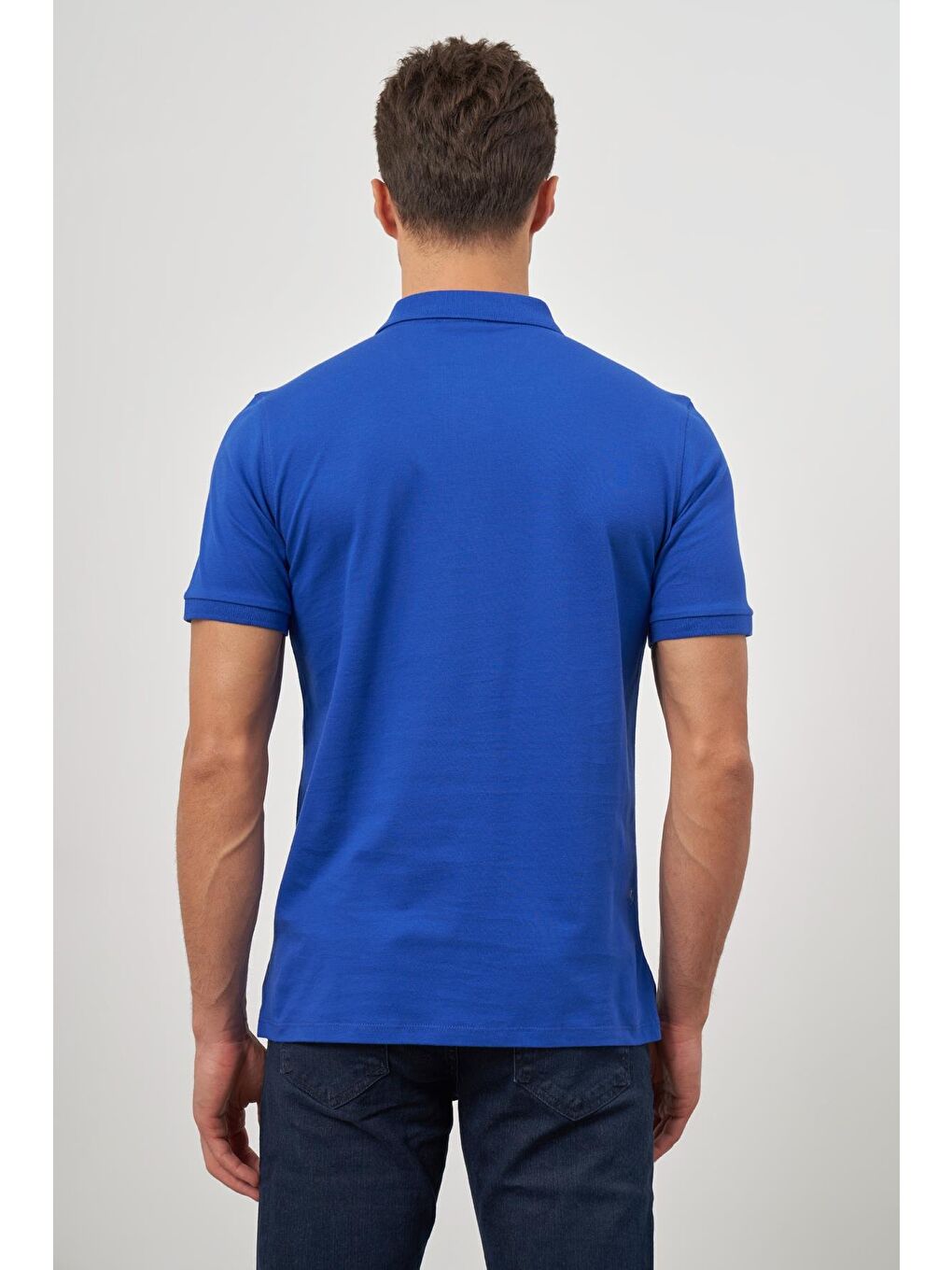 Mavi Saks Kısa Kol Düz Pike Polo Yaka Casual Slim Fit Tişört 1011240194-6