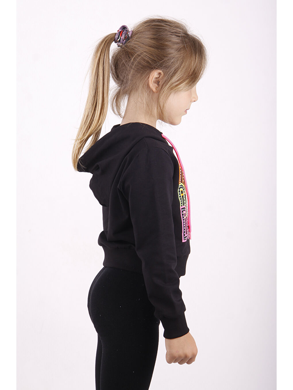 Siyah Kız Çocuk Dance Baskılı Kapüşonlu Sweatshirt-4