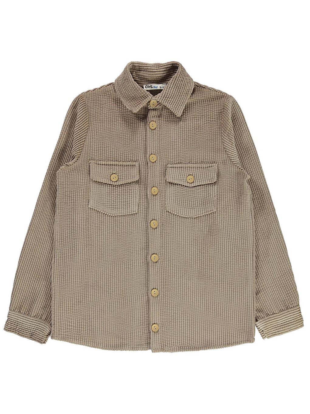 Ekru Boys Çift Kapak Cepli 10-13 Yaş Gömlek - Bej 11-12 Yaş