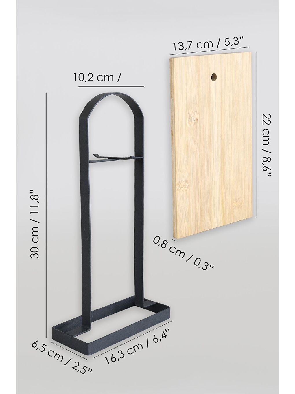 Bej 4'lü Metal Standlı Bambu Kesme Tahtası Dikdörtgen Doğrama Tahtası Kesim Panosu Sunum Tahtası-4