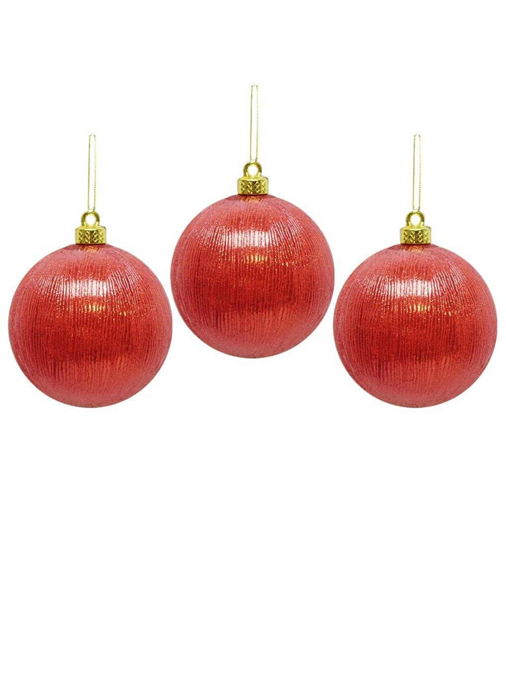 Yılbaşı Topu Metalik Kırmızı Çam Ağacı Süsleme Seti 8 cm 3'lü-1
