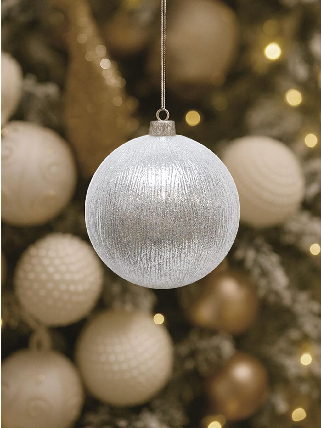 Gri Yılbaşı Topu Metalik Gümüş Çam Ağacı Süsleme Seti 10 cm 2'li
