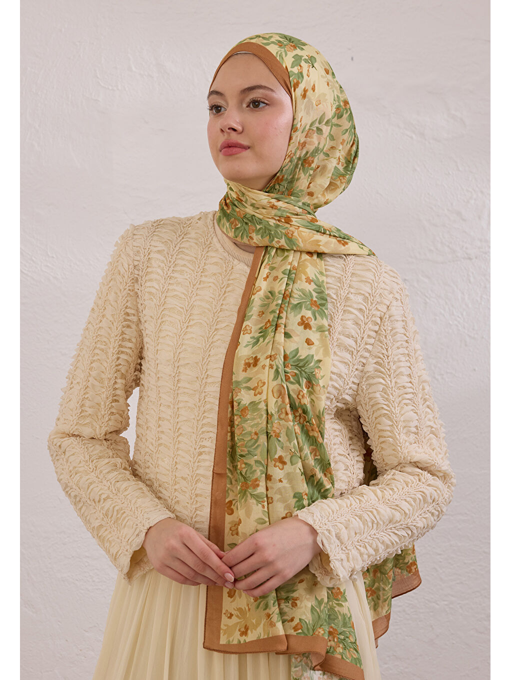 Kahverengi Emmett Desen Rami Şal Tarçın Kabuğu-2