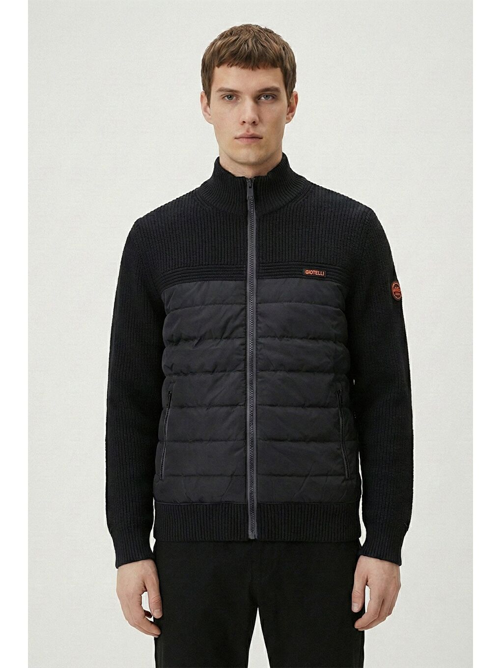 Giotelli Siyah Triko Dokulu %100 Pamuk Dış Giyim Mont