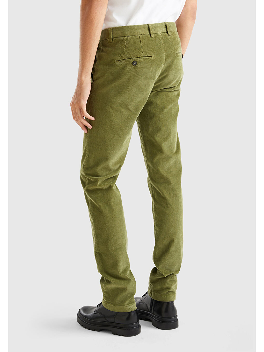 Zeytin Yeşili Esnek Kadife Erkek Pantolon-2