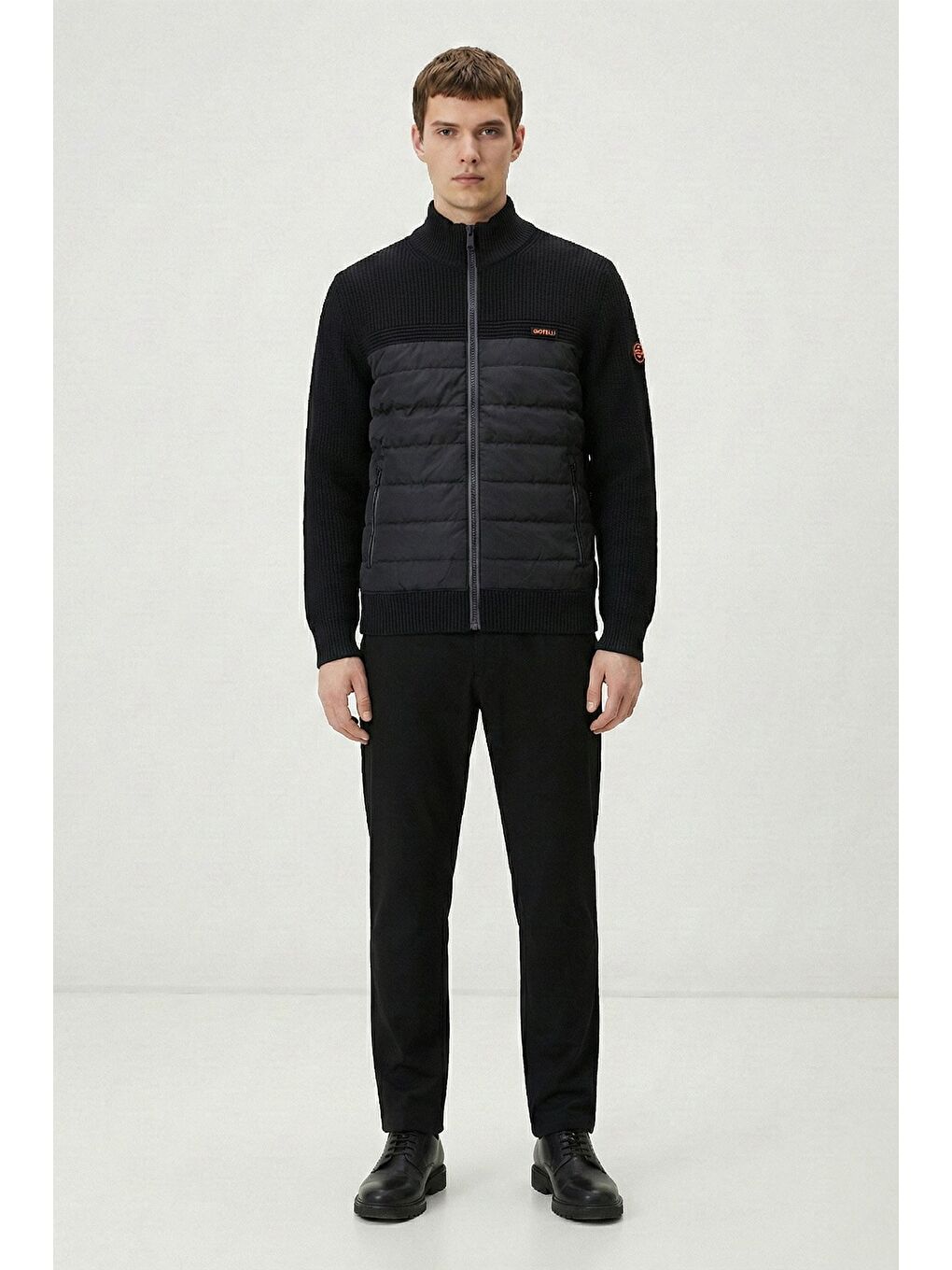 Giotelli Siyah Triko Dokulu %100 Pamuk Dış Giyim Mont-1