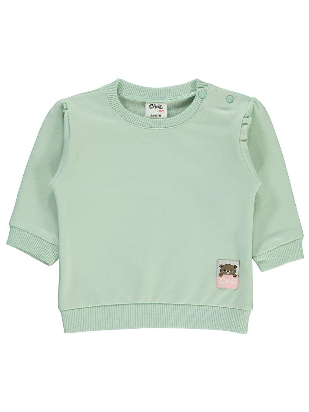 Baby Basic Arma Etiketli 6-18 Ay Sweatshirt - Yeşil 9-12 Ay