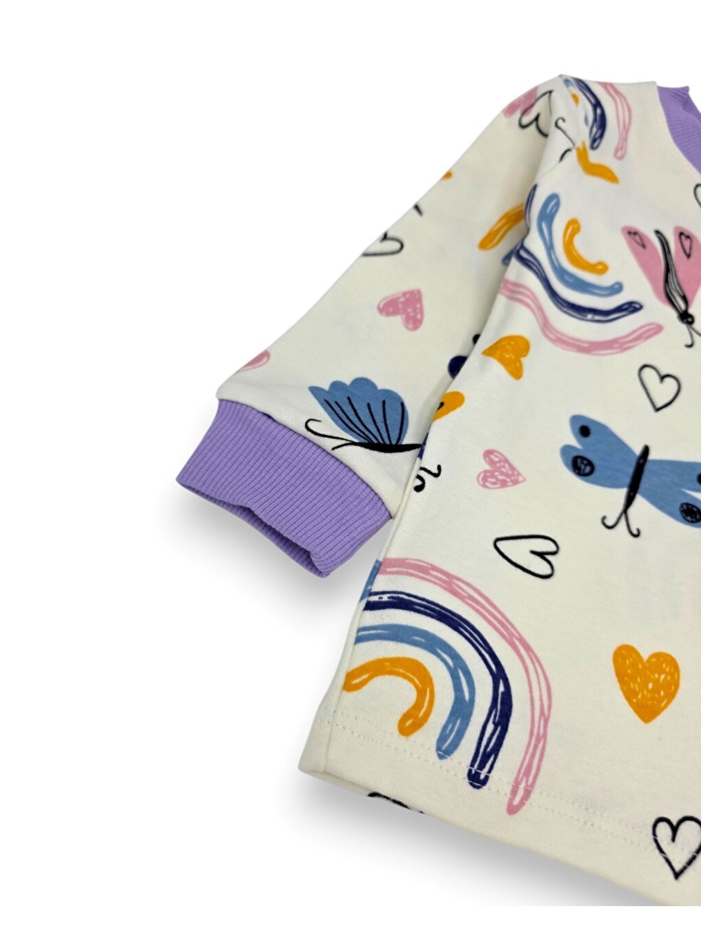 Lila Kız Bebek %100 Pamuklu 1-2-3 Yaş Baskılı Çıtçıtlı Alt Üst Pijama Takımı-3